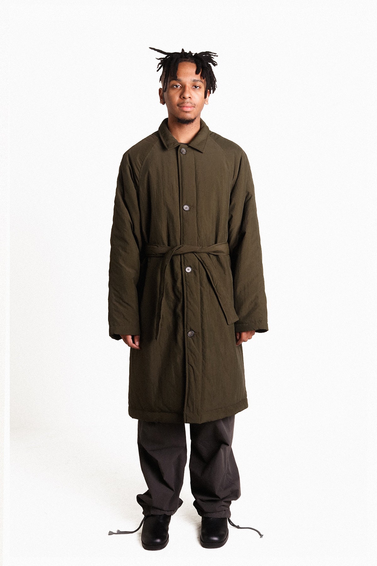 Satta Green Charcoal Primaloft Mac Trench Coat