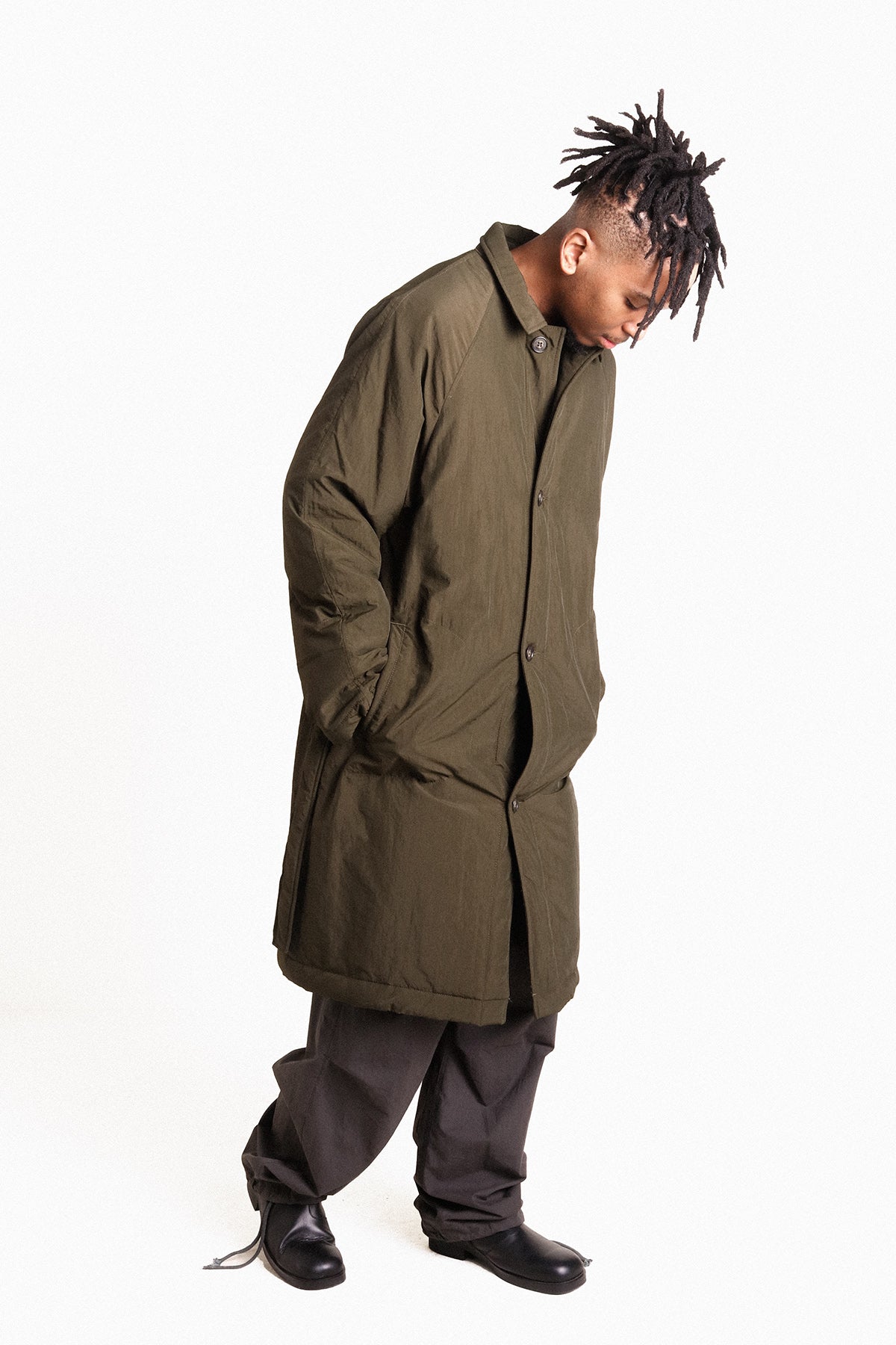 Satta Green Charcoal Primaloft Mac Trench Coat