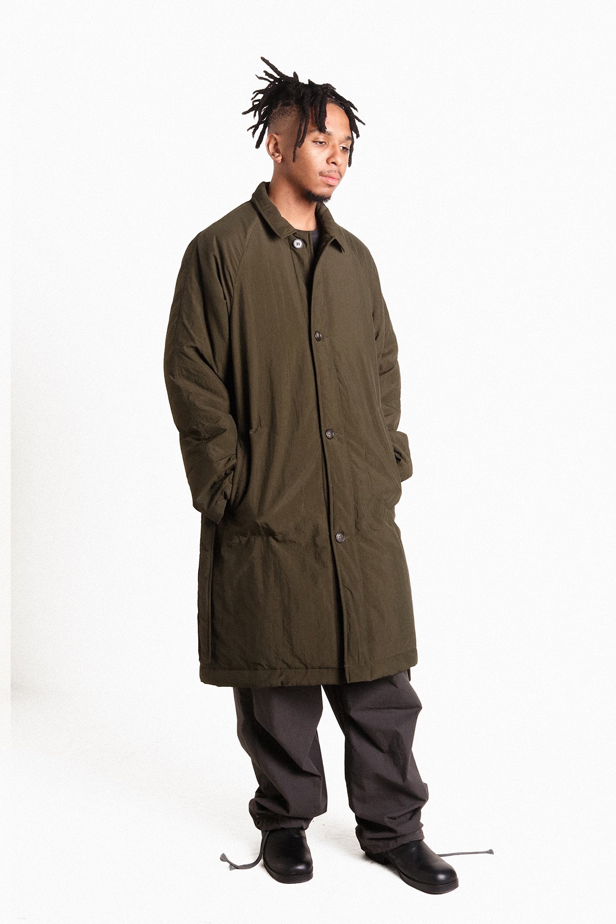 Satta Green Charcoal Primaloft Mac Trench Coat