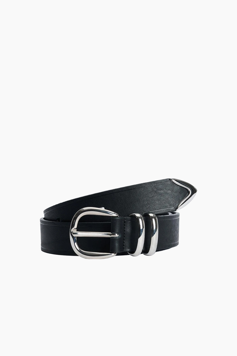 Sunflower Tip End Leather Belt Black