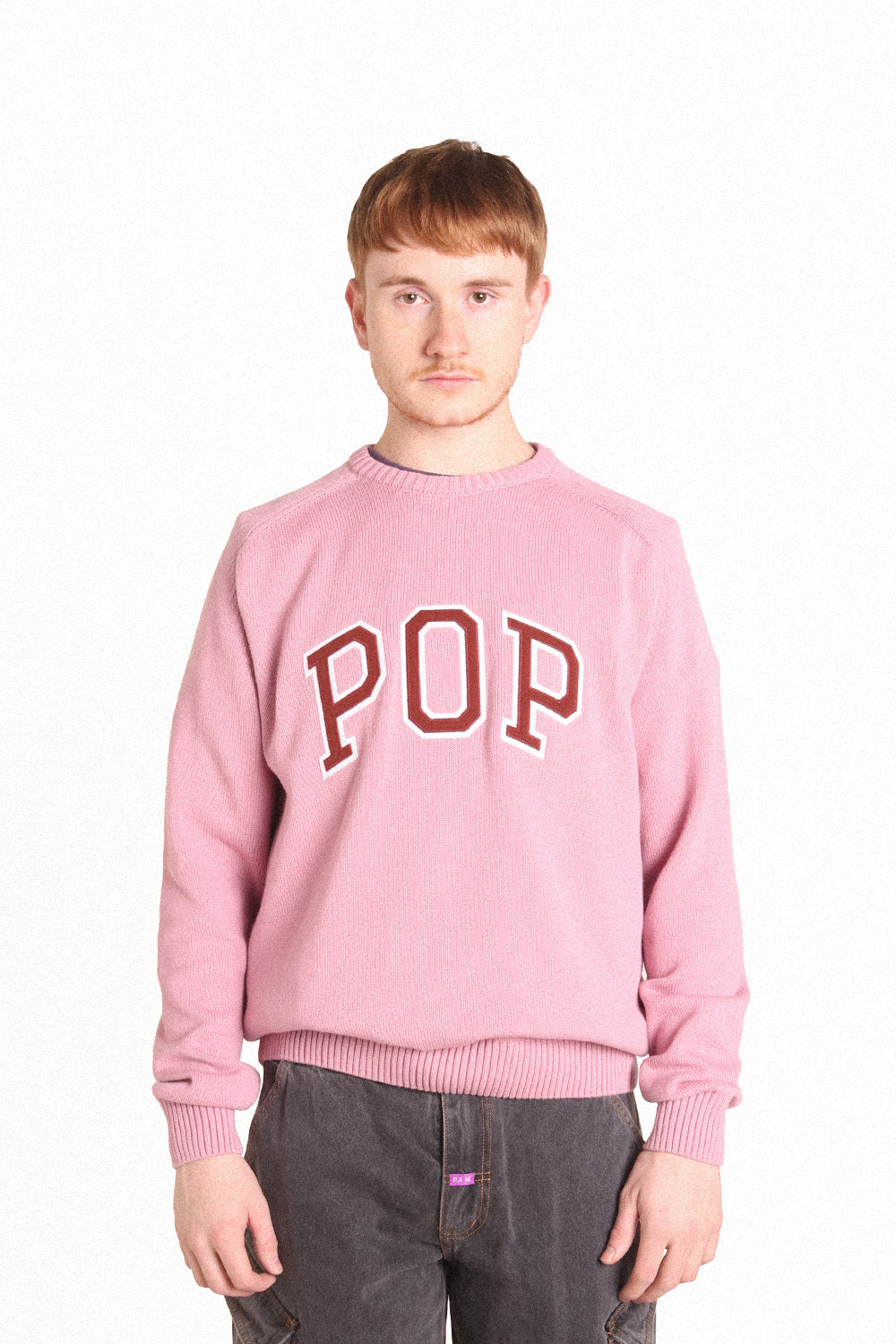 Pop Trading Company Arch Knitted Crewneck Mesa Rose