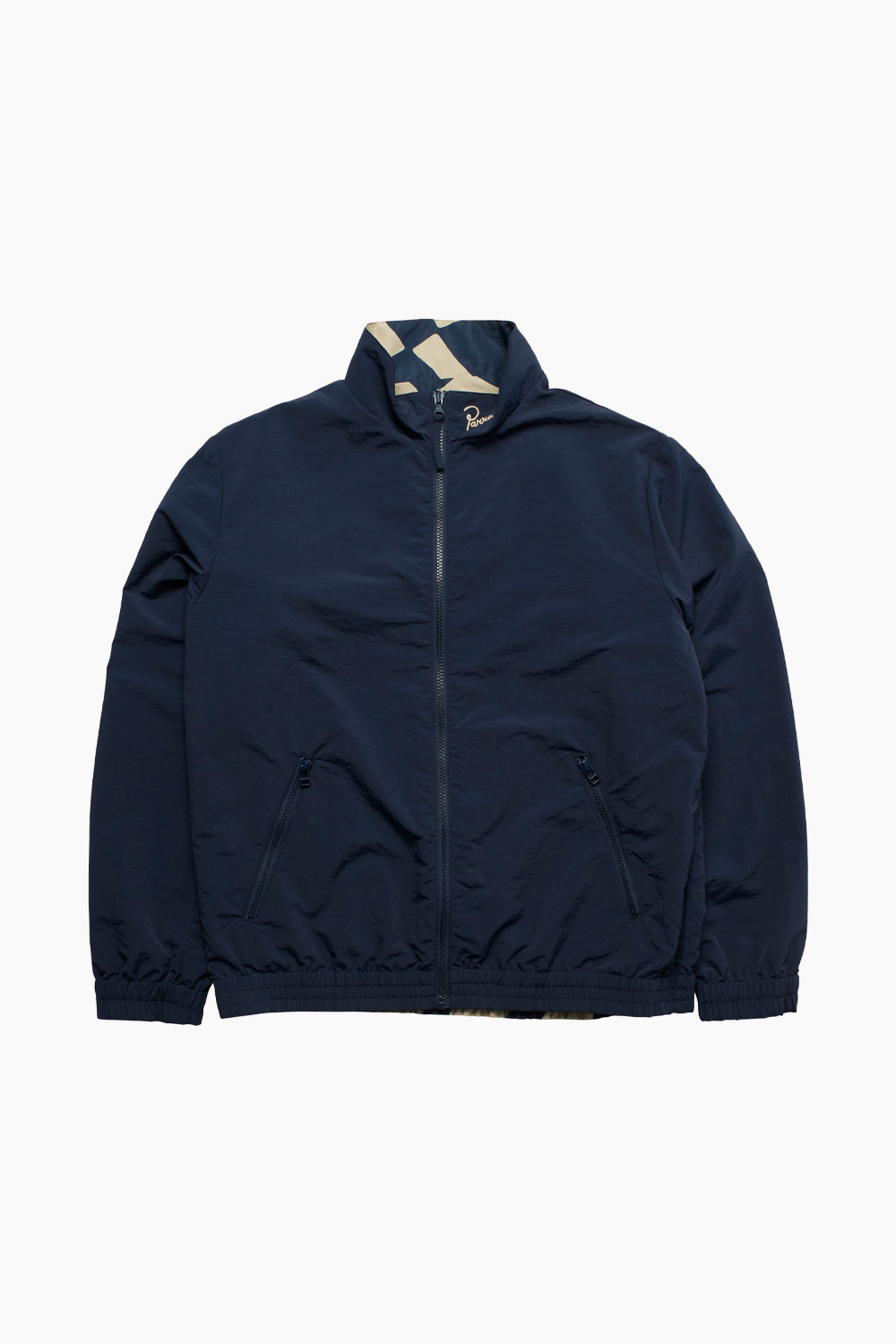 the navy side of the zoom winds track jacket from by parra.