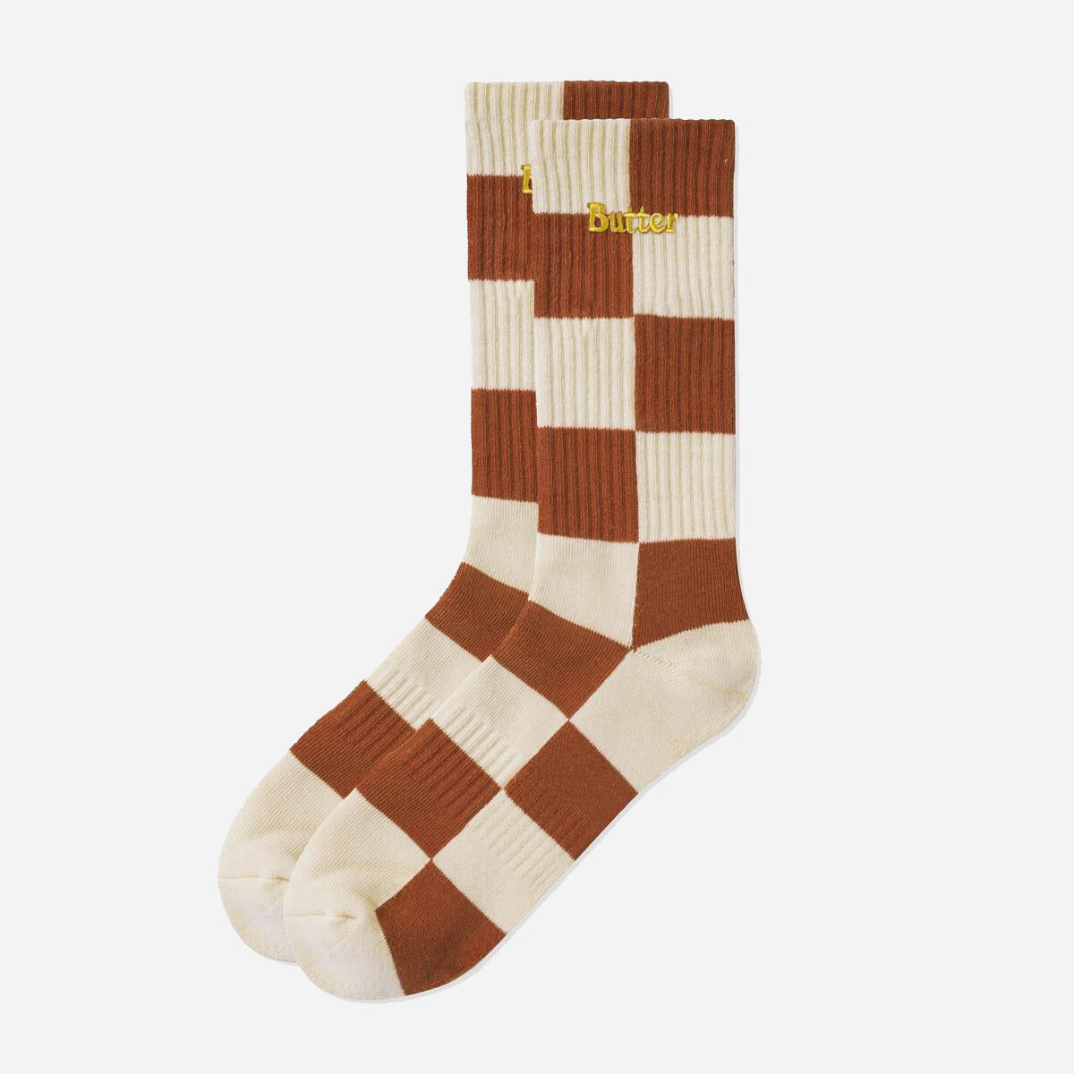 Checkered Socks Natural / Burnt Orange