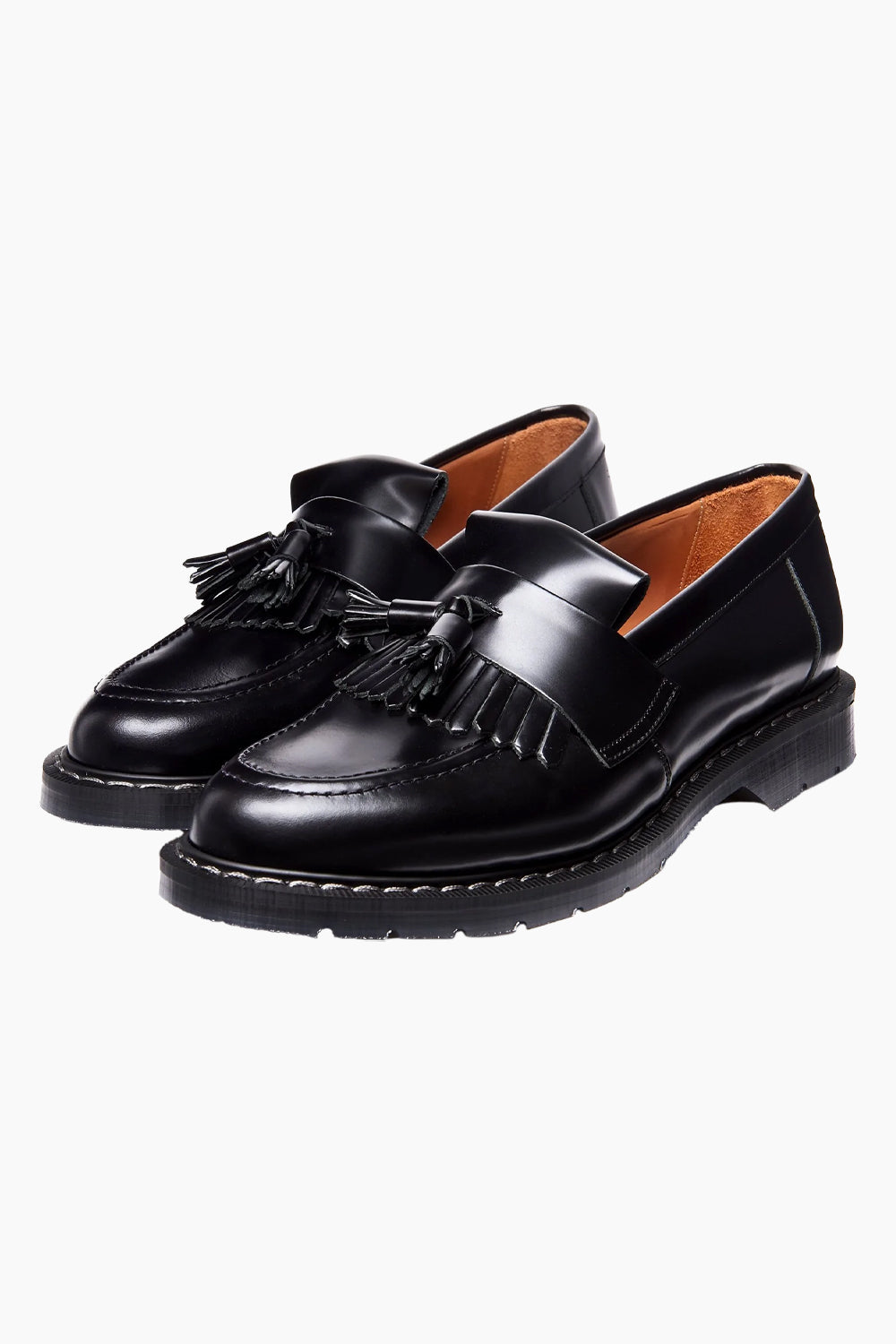 Solovair Black Hi-Shine Tassel Loafer