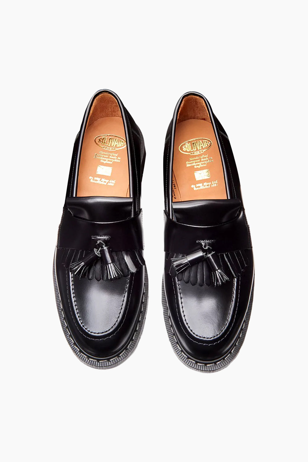 Solovair Black Hi-Shine Tassel Loafer