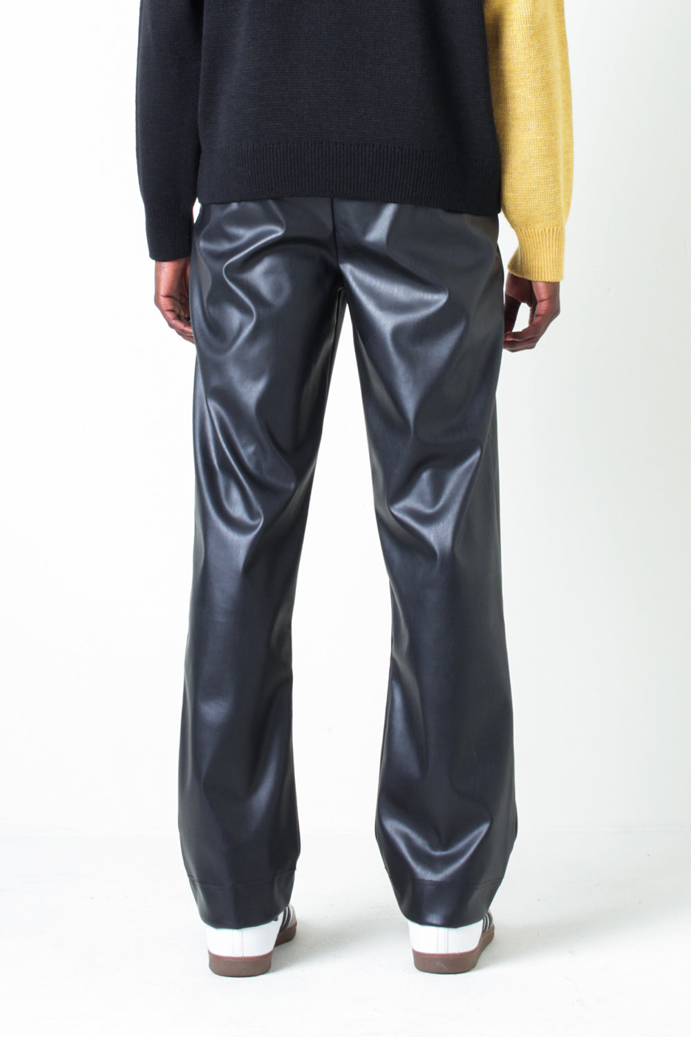 Sunflower Faux Leather Track Pants Black