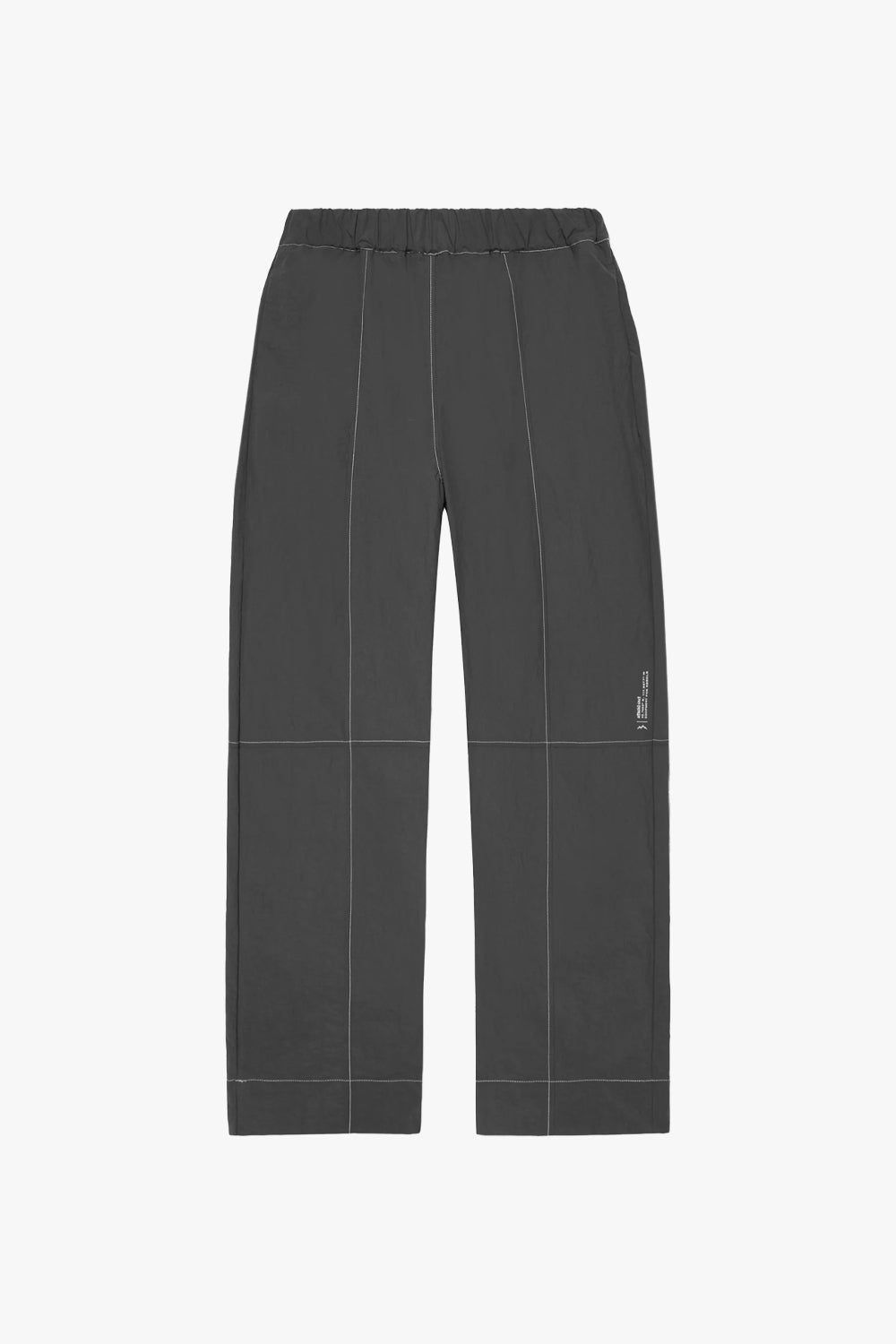 front image of contrast stitched charcoal nylon pants from.Afield Out