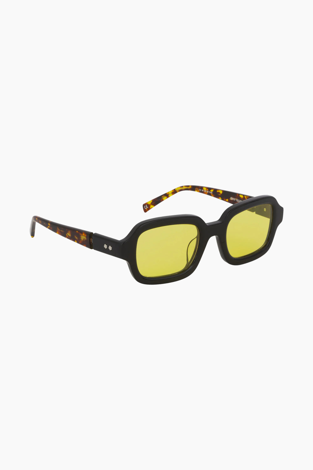 Bonnie Clyde Black Tortoise Shy Guy Sunglasses Yellow Tint