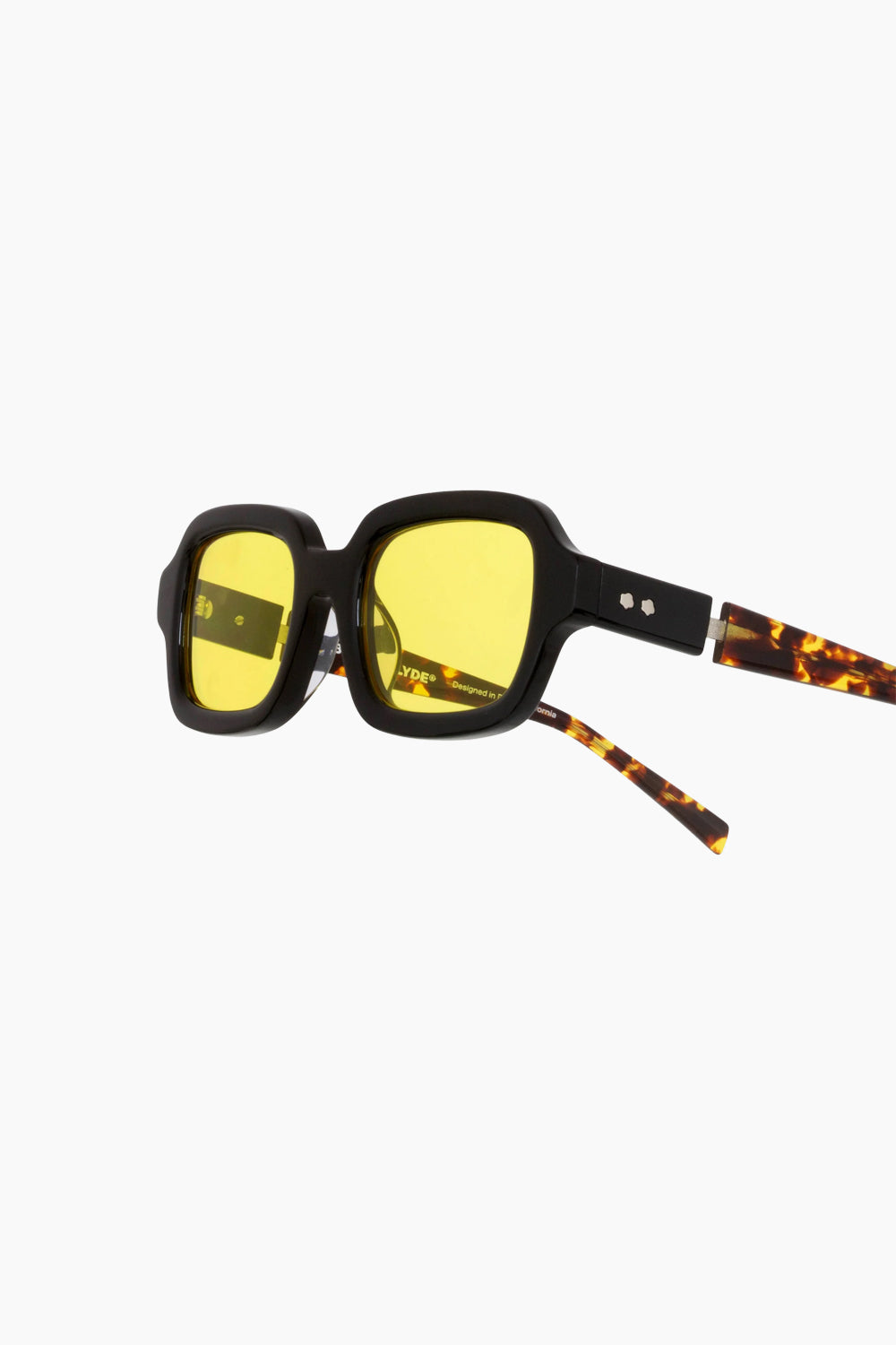 Bonnie Clyde Black Tortoise Shy Guy Sunglasses Yellow Tint