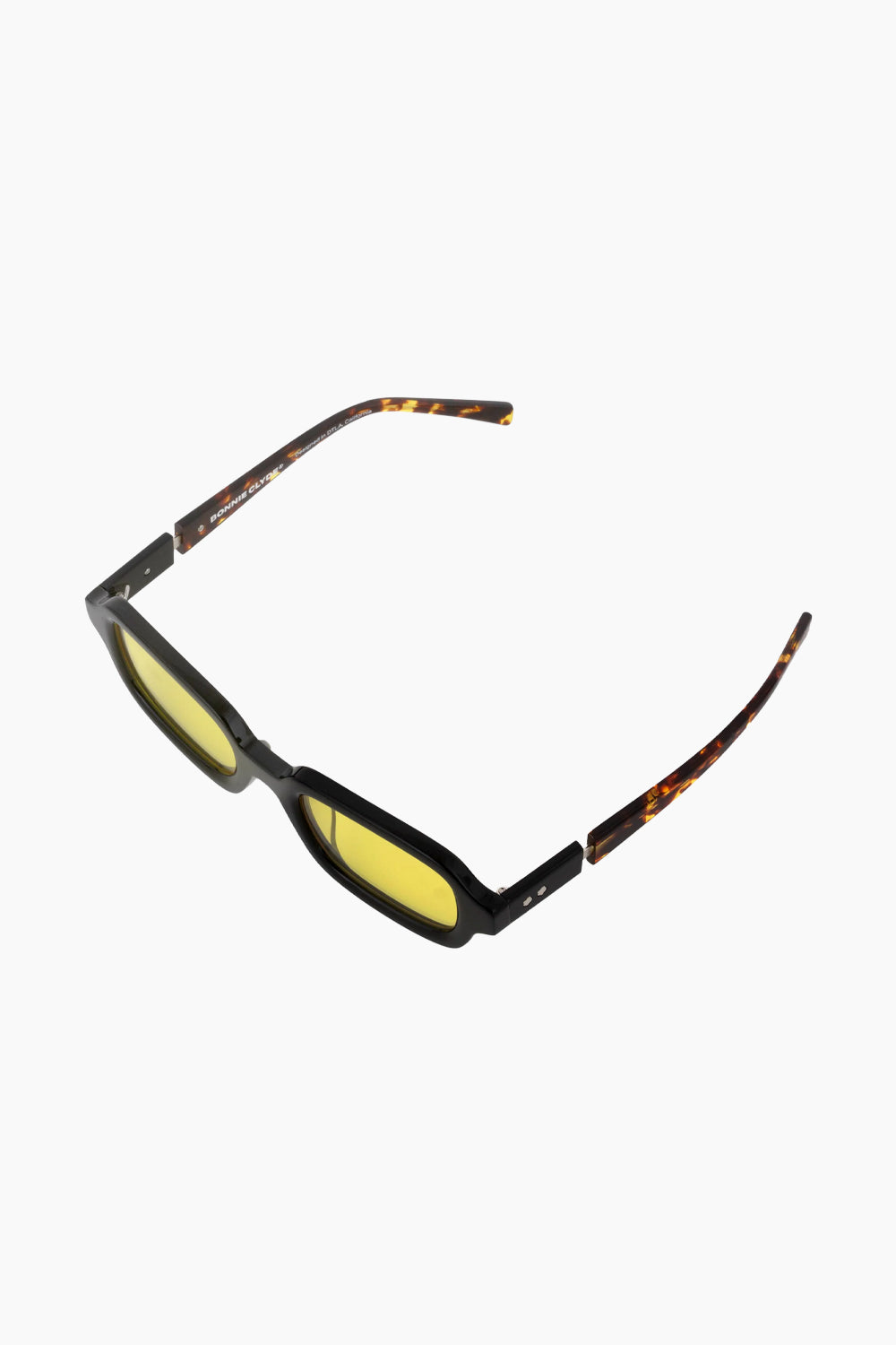 Bonnie Clyde Black Tortoise Shy Guy Sunglasses Yellow Tint