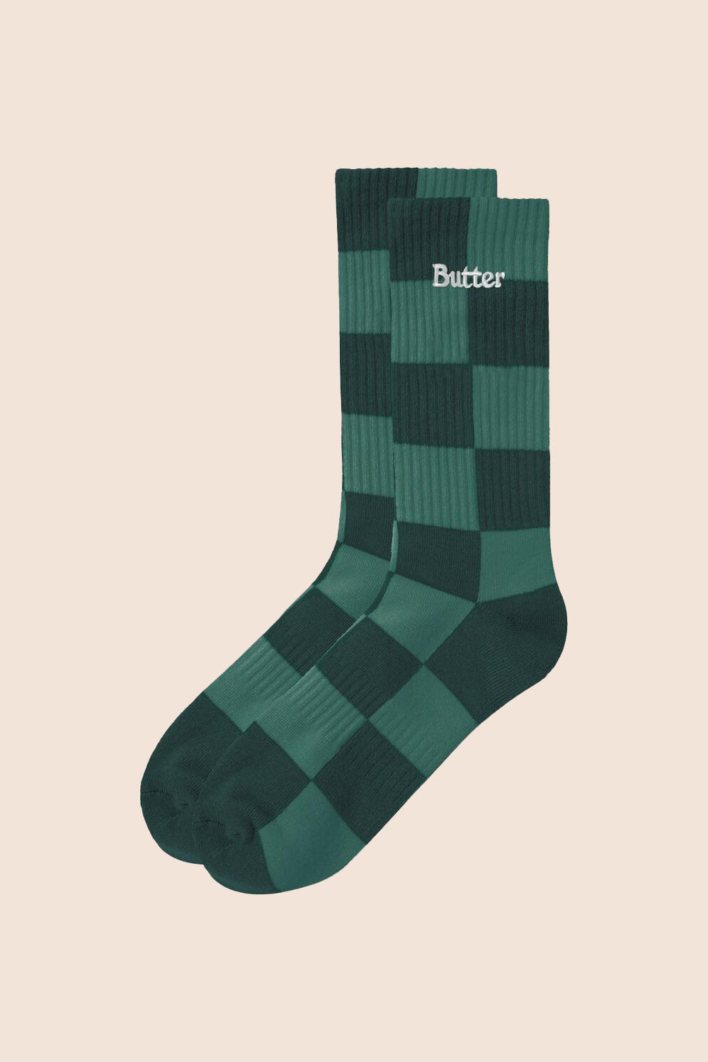 Tonal Checkered Socks Forest